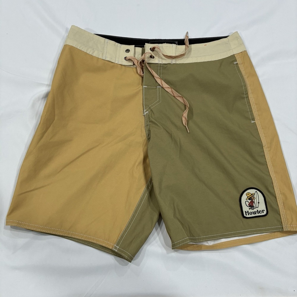 Howler Brothers Shorts Sz 30 Colorblock Board Swim Trunks Drawstring Monkey Logo